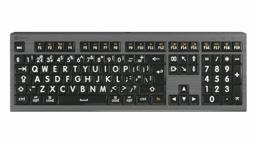 LargePrint White on Black ASTRA 2 Backlit Keyboard for Mac - UK English