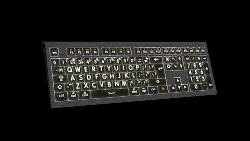 LargePrint White on Black ASTRA 2 Backlit Keyboard for Mac - UK English