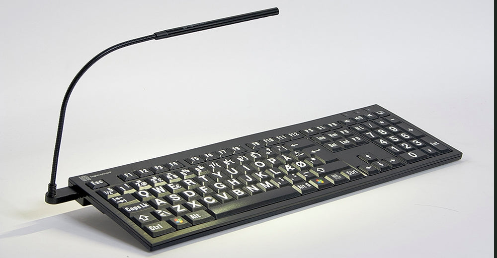 Large Print Yellow on Black NERO Slimline Keyboard for Windows