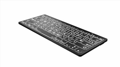 LargePrint White on Black Bluetooth Mini Keyboard for PC - UK English