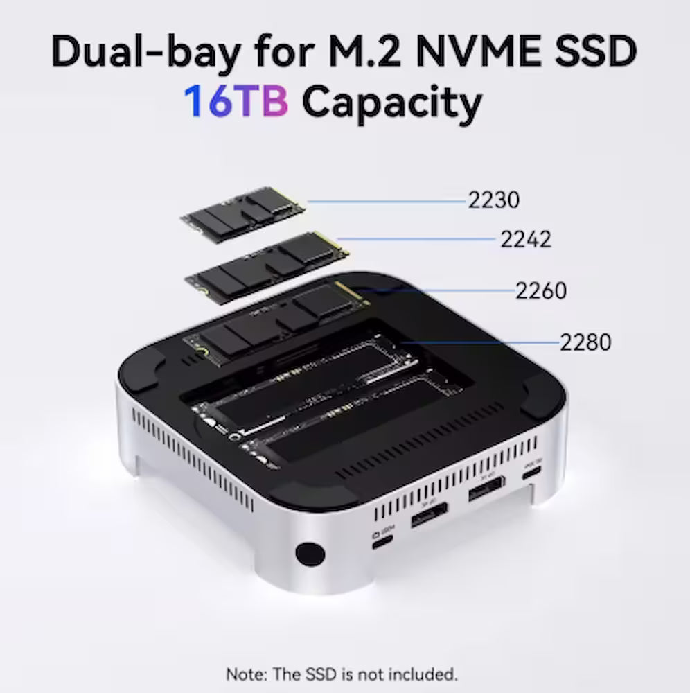 Acasis USB-C Dock for Mac Mini M4 – Dual NVMe SSD, 4K/144Hz Output, 40Gbps, PD 30W