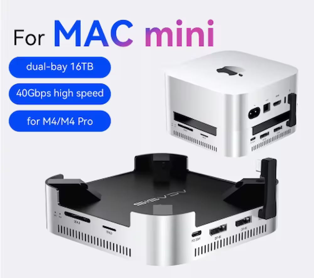 Acasis USB-C Dock for Mac Mini M4 – Dual NVMe SSD, 4K/144Hz Output, 40Gbps, PD 30W