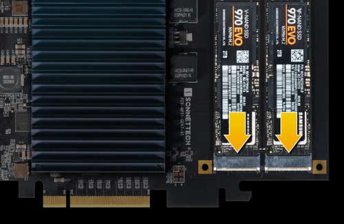 Sonnet McFiver Multifunction adapter card with dual M.2 NVMe SSD slots, 10GbE, and two 10Gbps USB-C Ports