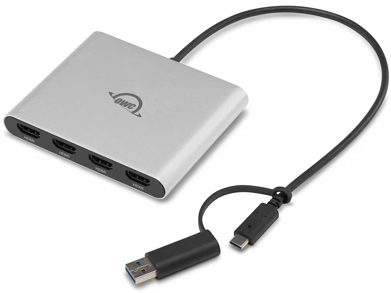 OWC USB‑C Quad HDMI 4K Display Adapter with DisplayLink - 4×4K Displays, 90W PD, Bus‑Powered