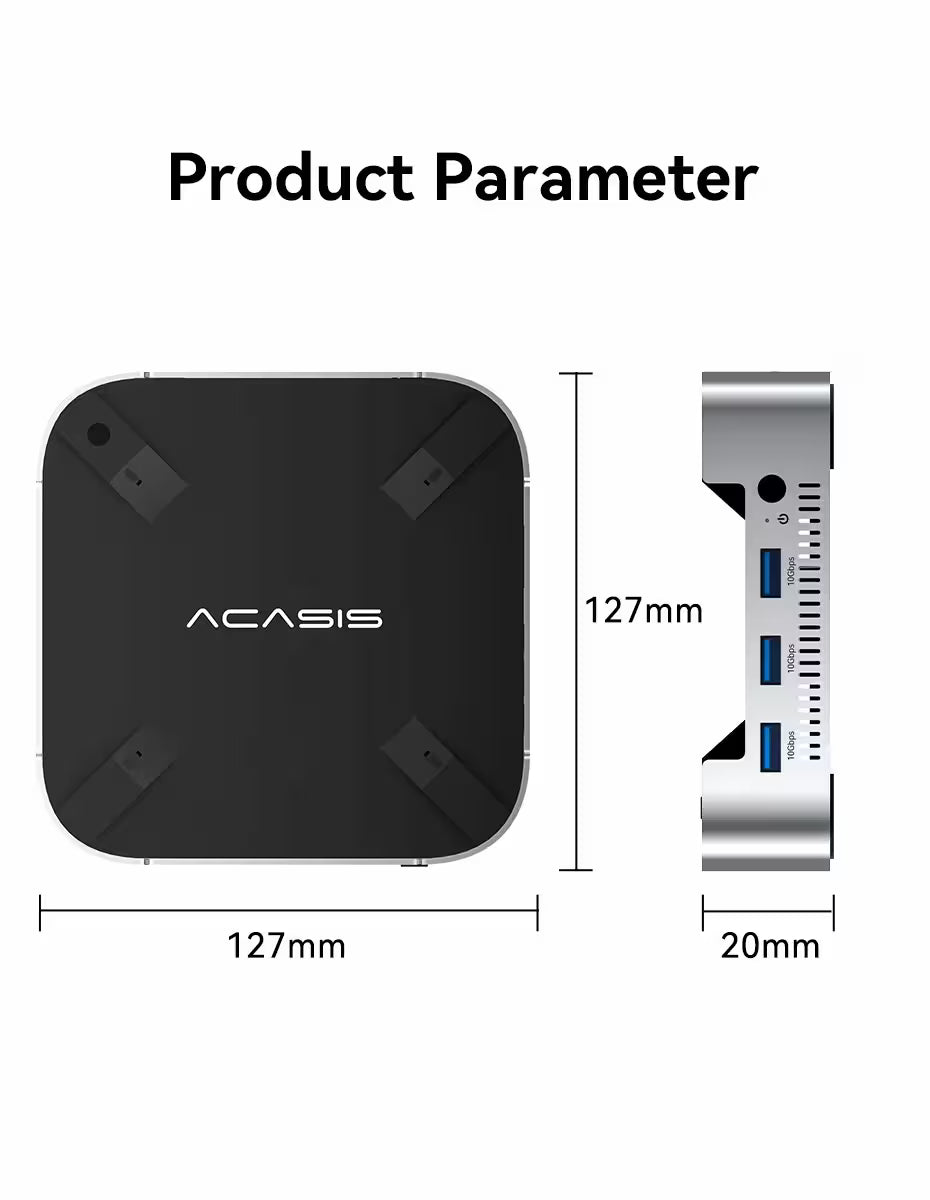 Acasis USB-C Dock for Mac Mini M4 – Dual NVMe SSD, 4K/144Hz Output, 40Gbps, PD 30W
