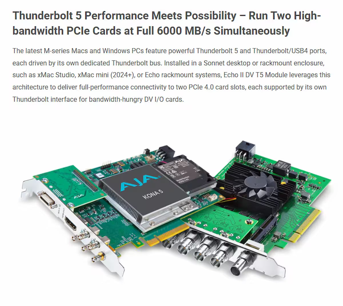 Sonnet Echo II DV T5 Module – Thunderbolt 5 to Dual PCIe 4.0 Expansion (2-Slot)