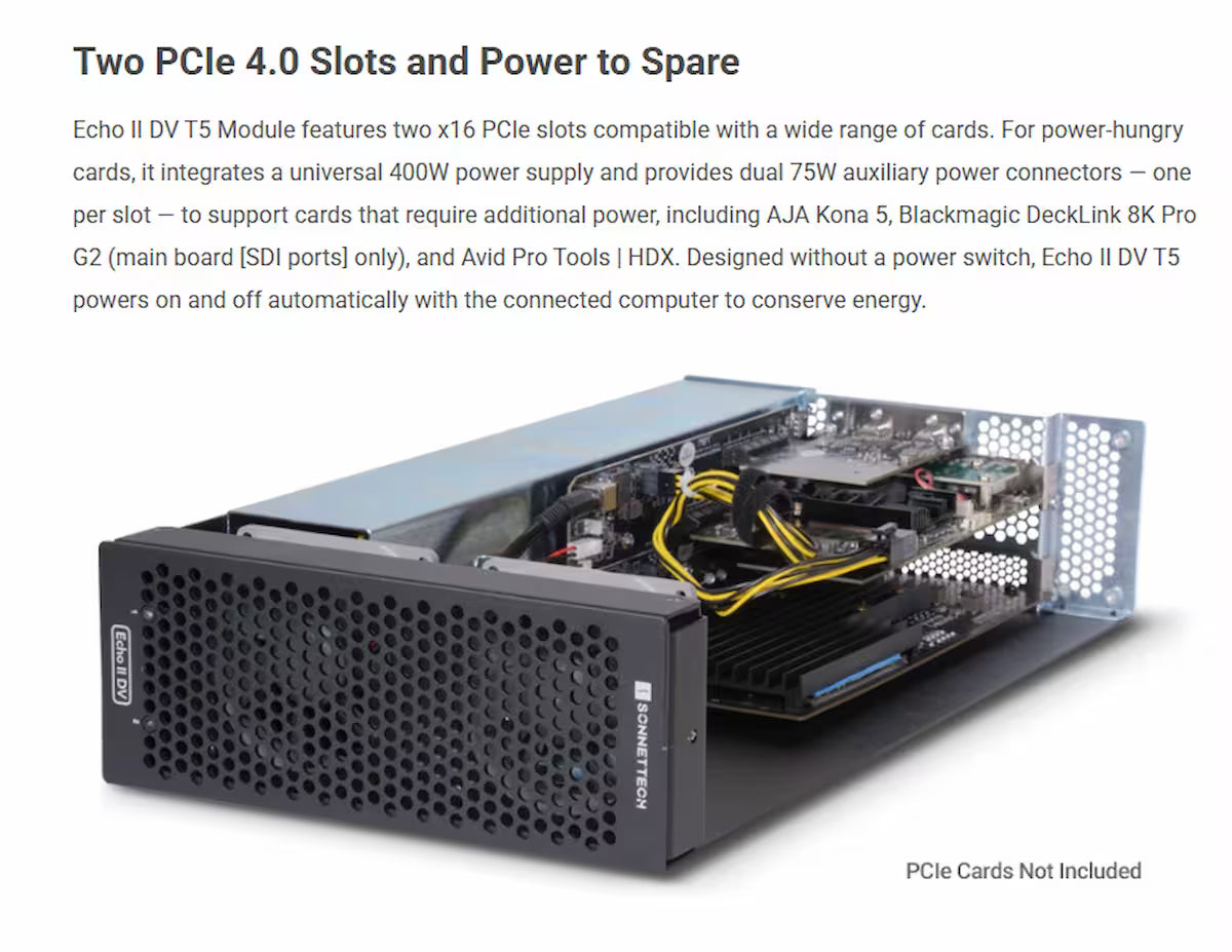 Sonnet Echo II DV T5 Module – Thunderbolt 5 to Dual PCIe 4.0 Expansion (2-Slot)
