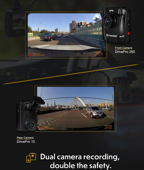 Transcend 32GB Dual Camera Dashcam DrivePro 620, GPS