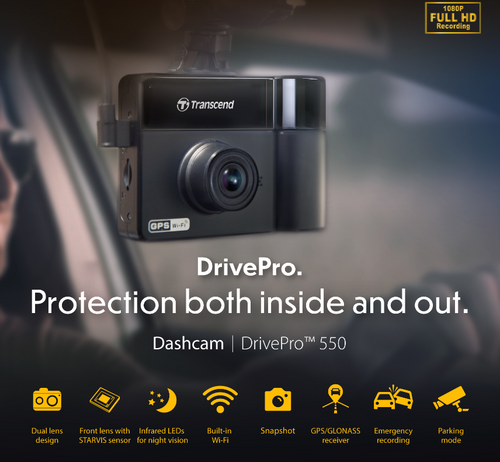 Transcend Dual Lens Dashcam DrivePro 550B