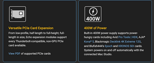 Sonnet xMac Studio with no PCIe card expansion module