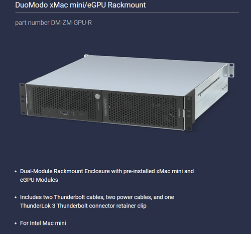 DuoModo xMac mini/eGPU Rackmount configured system