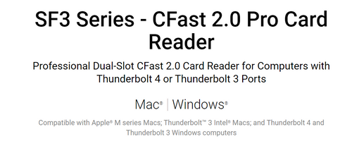 Sonnet SF3 Series - CFast 2.0 Pro Card Reader Thunderbolt 3