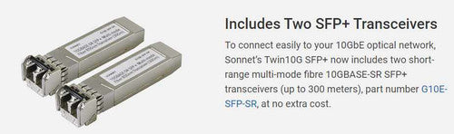 Sonnet Twin10G SFP+ Dual-port 10GbE Thunderbolt Adapter with Two Included SFP+ Modules