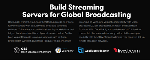 Blackmagic Decklink IP HD Capture and playback card