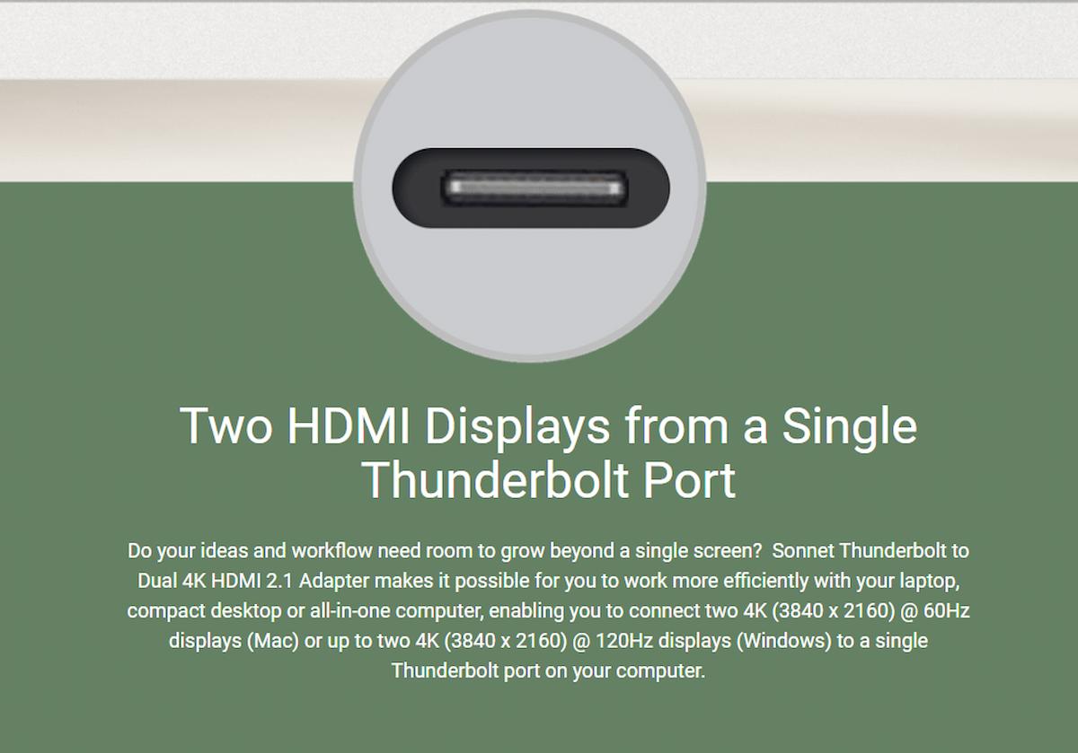 Sonnet Thunderbolt 3 Dual 4K HDMI 2.1 Adapter