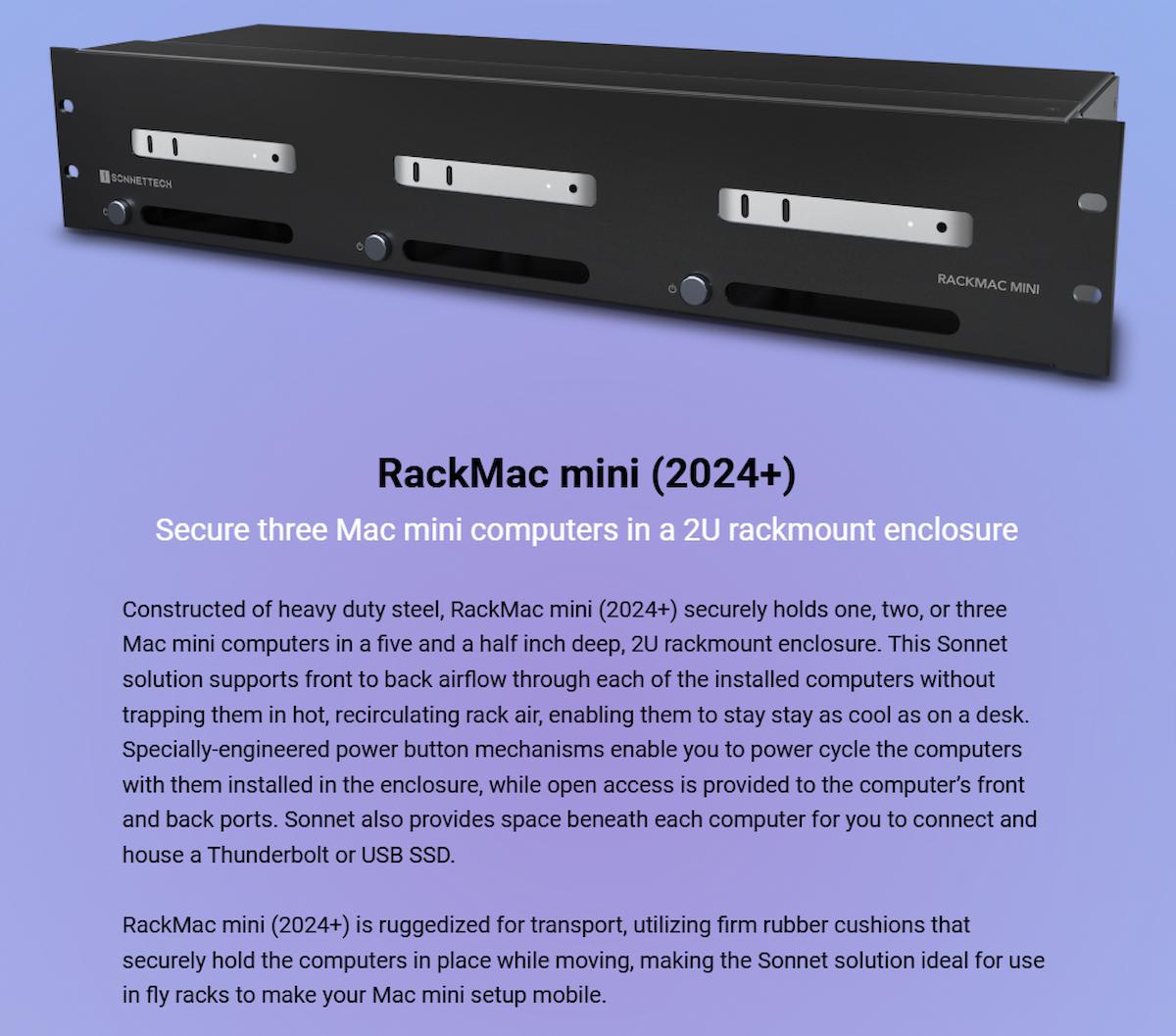 RackMac mini (2024+) – 2U Rackmount Enclosure for Up to Three Mac mini Computers