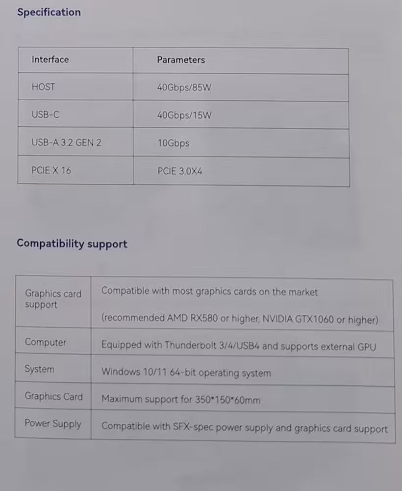Acasis USB4 40Gbps eGPU Dock - External GPU Enclosure & Quad-Display Hub (Thunderbolt 3/4 Compatible)