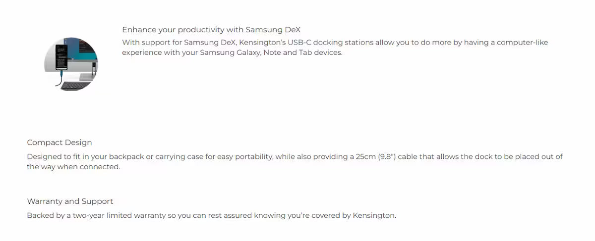 Kensington UH1400P 8-in-1 USB-C Mobile Dock for Laptop & Tablet