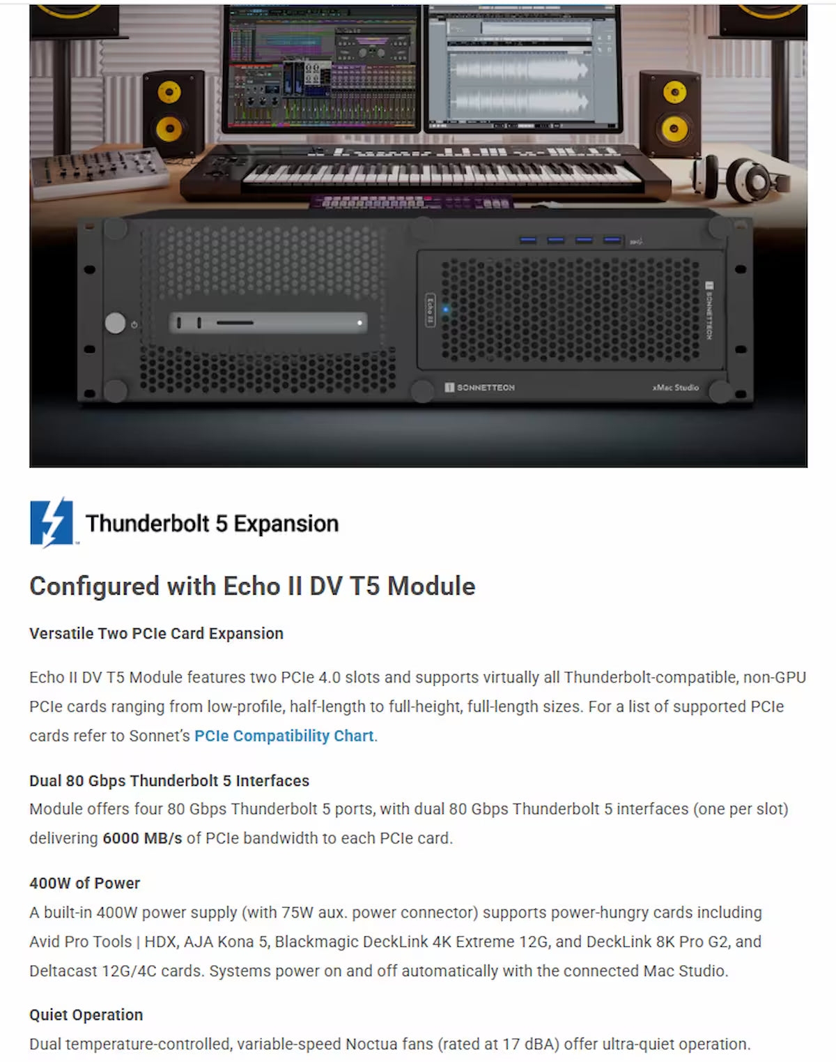 Sonnet xMac Studio + Echo II DV T5 – 3U Thunderbolt 5 PCIe Rackmount System