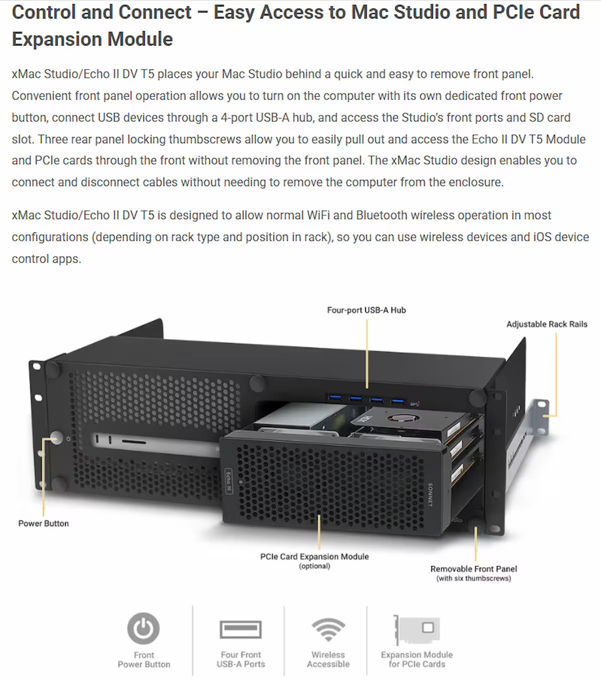 Sonnet xMac Studio + Echo II DV T5 – 3U Thunderbolt 5 PCIe Rackmount System