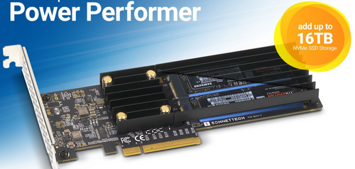 Sonnet Low-profile PCIe Card with Two M.2 NVMe SSD slots - add up to 16TB SSD