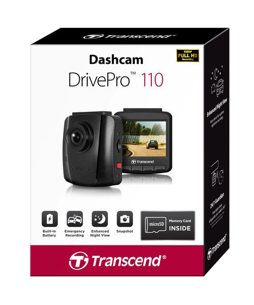 Transcend 64GB DrivePro 110 dashcam with suction mount