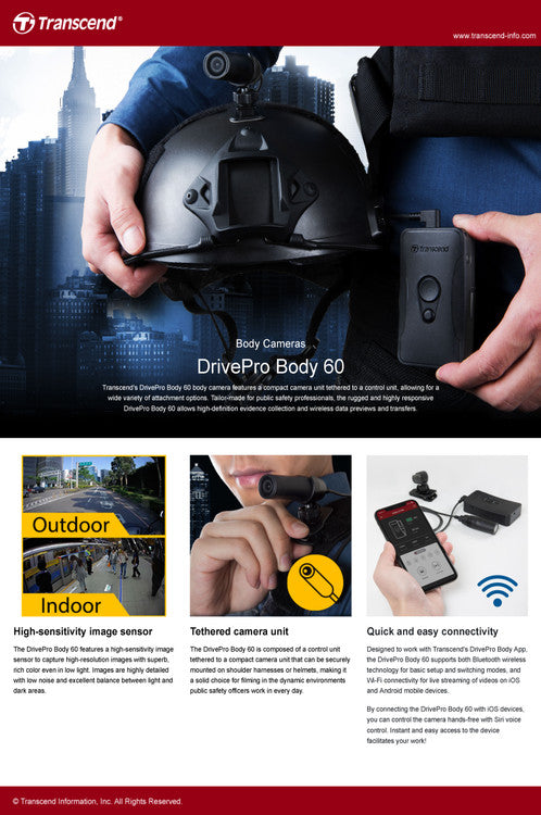 Drive Pro Body Transcend DrivePro Body 60 – 1080p HD Body Camera with Live-Streaming ...