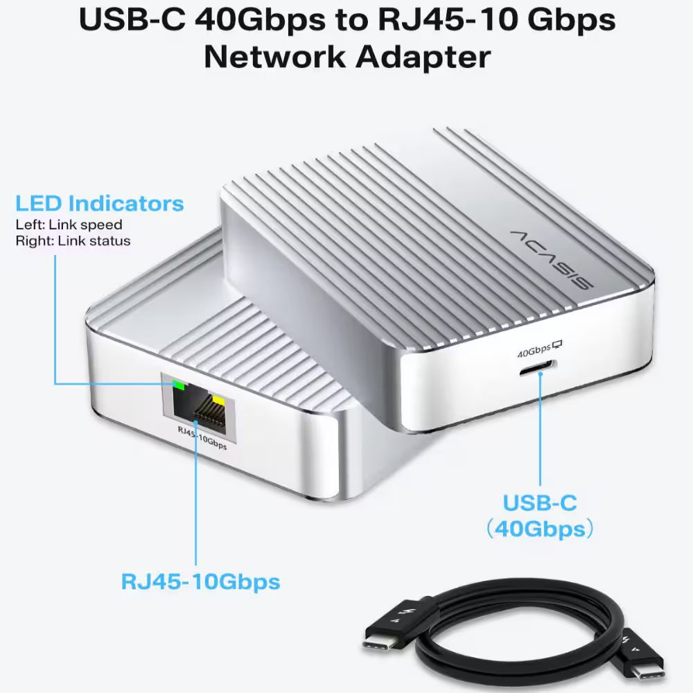 Acasis USB4/Thunderbolt 4-3 to 10GbE Adapter – High-Speed Ethernet