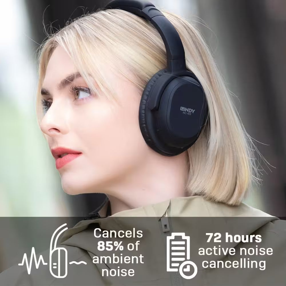 Lindy NC-60 Wired Active Noise-Cancelling Headphones