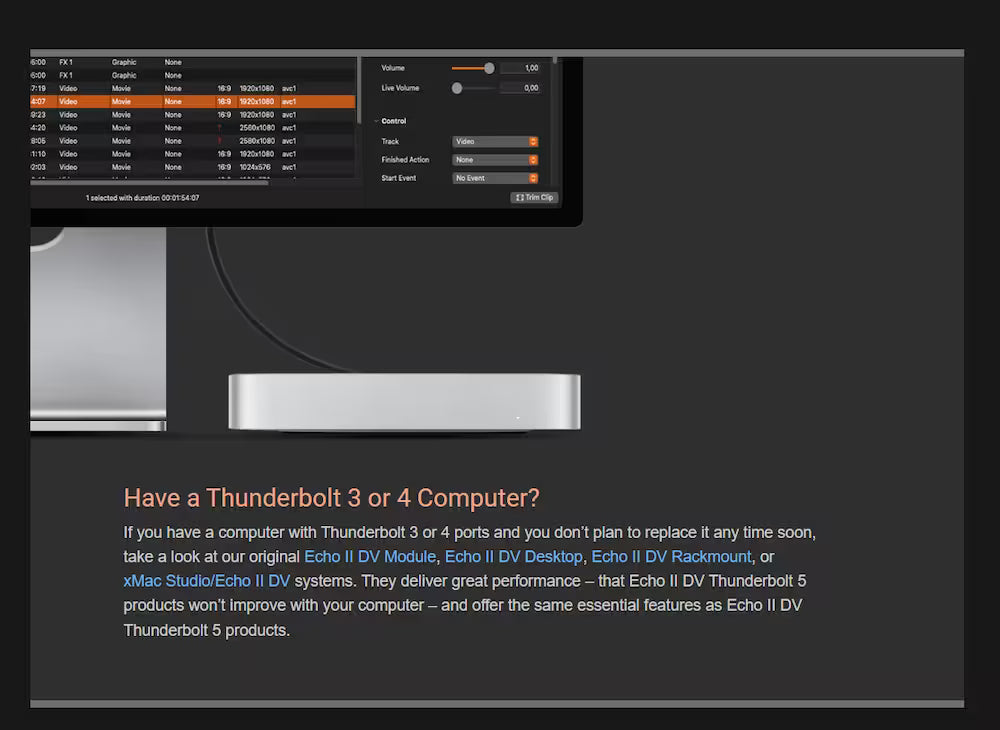 Sonnet Echo II DV Desktop – Dual‑Slot Thunderbolt 5 PCIe Expansion Chassis