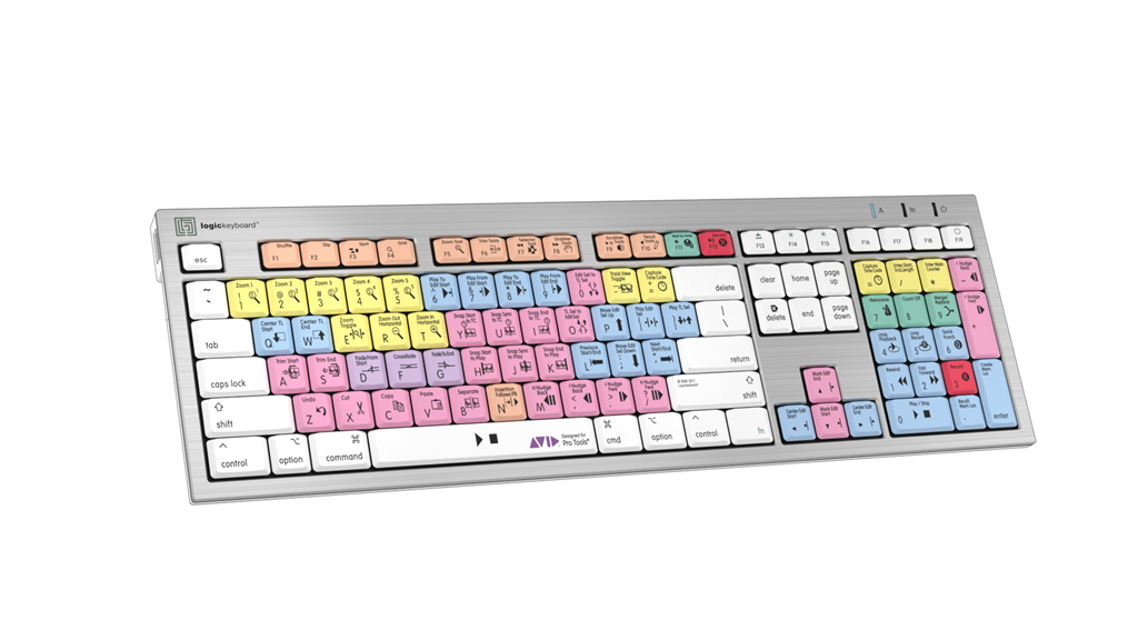 Logickeyboard ALBA Pro Tools Mac keyboard - front view full layout