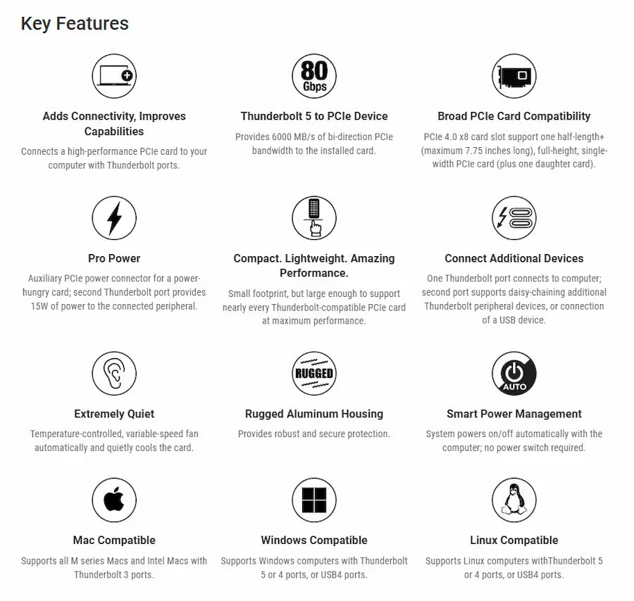 Sonnet Echo SE I T5 Thunderbolt 5 to PCIe Card Expansion System