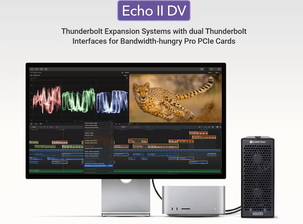 Sonnet Echo II DV Desktop – Dual‑Slot Thunderbolt 5 PCIe Expansion Chassis
