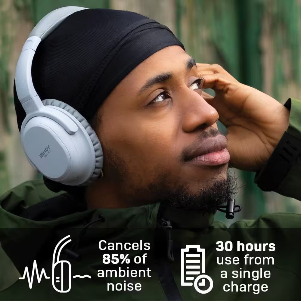 Lindy BNX-60 Wireless Active Noise Cancelling Headphones – aptX (Cool Grey / Matt Black)