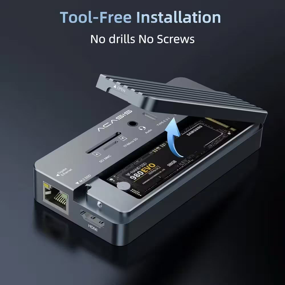 Acasis 10-in-1 USB-C Hub with NVMe SSD Enclosure – Portable Docking Station