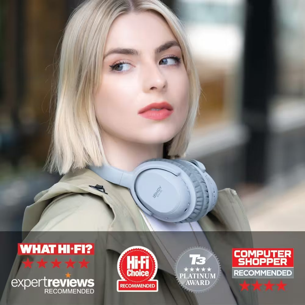 Lindy BNX-60 Wireless Active Noise Cancelling Headphones – aptX (Cool Grey / Matt Black)