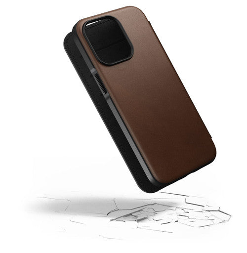 Modern Leather Folio for iPhone 13 Pro Max - Rustic Brown