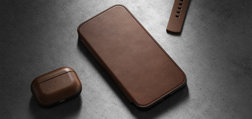 Modern Leather Folio for iPhone 13 Pro Max - Rustic Brown