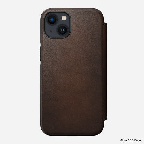 Modern Leather Folio for iPhone 13 Pro Max - Rustic Brown