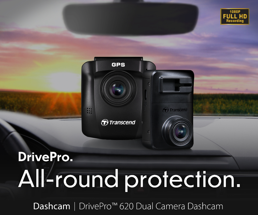 Transcend 32GB Dual Camera Dashcam DrivePro 620, GPS