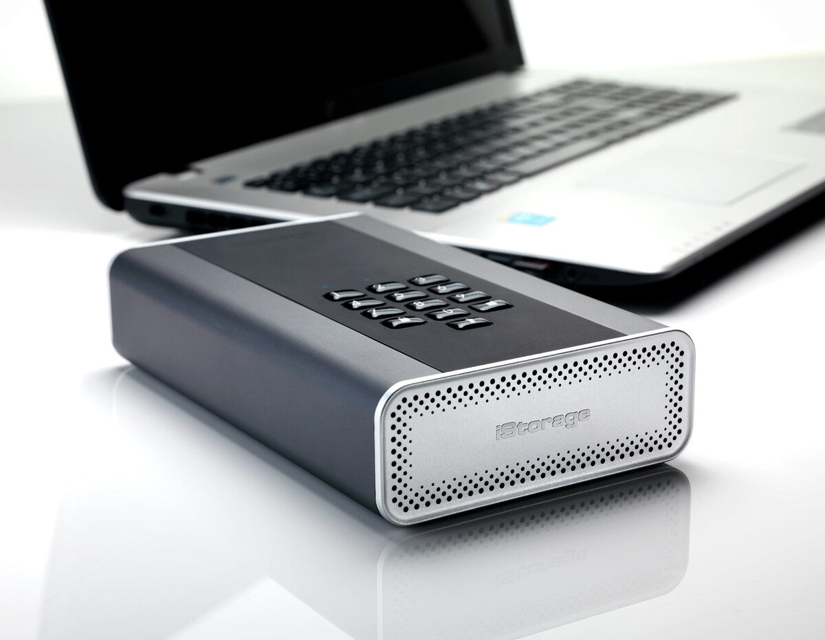 iStorage diskAshur DT2 — connected to laptop