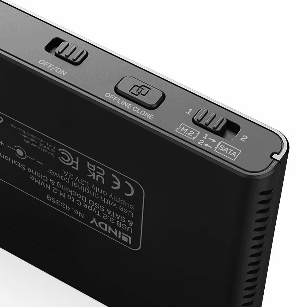 Lindy USB-C SSD Clone Station – M.2 NVMe & SATA Drive Support (USB 3.2)
