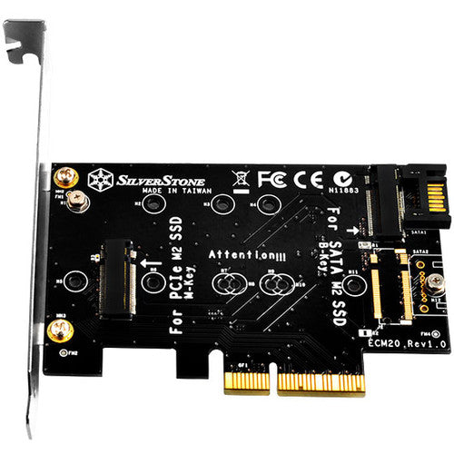 Dual M.2 NVME to PCIe x4 and M.2 SATA 6G SSD to SATA interface adapter card