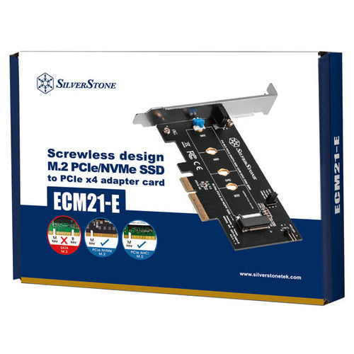 Screwless design M.2 PCIe NVMe SSD to PCIe x4 adapter card