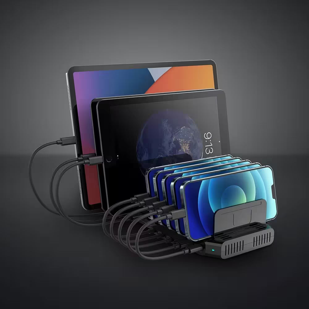 Lindy 120W Multi-Port USB Charging Station – 10-Port USB-C & USB-A Charger