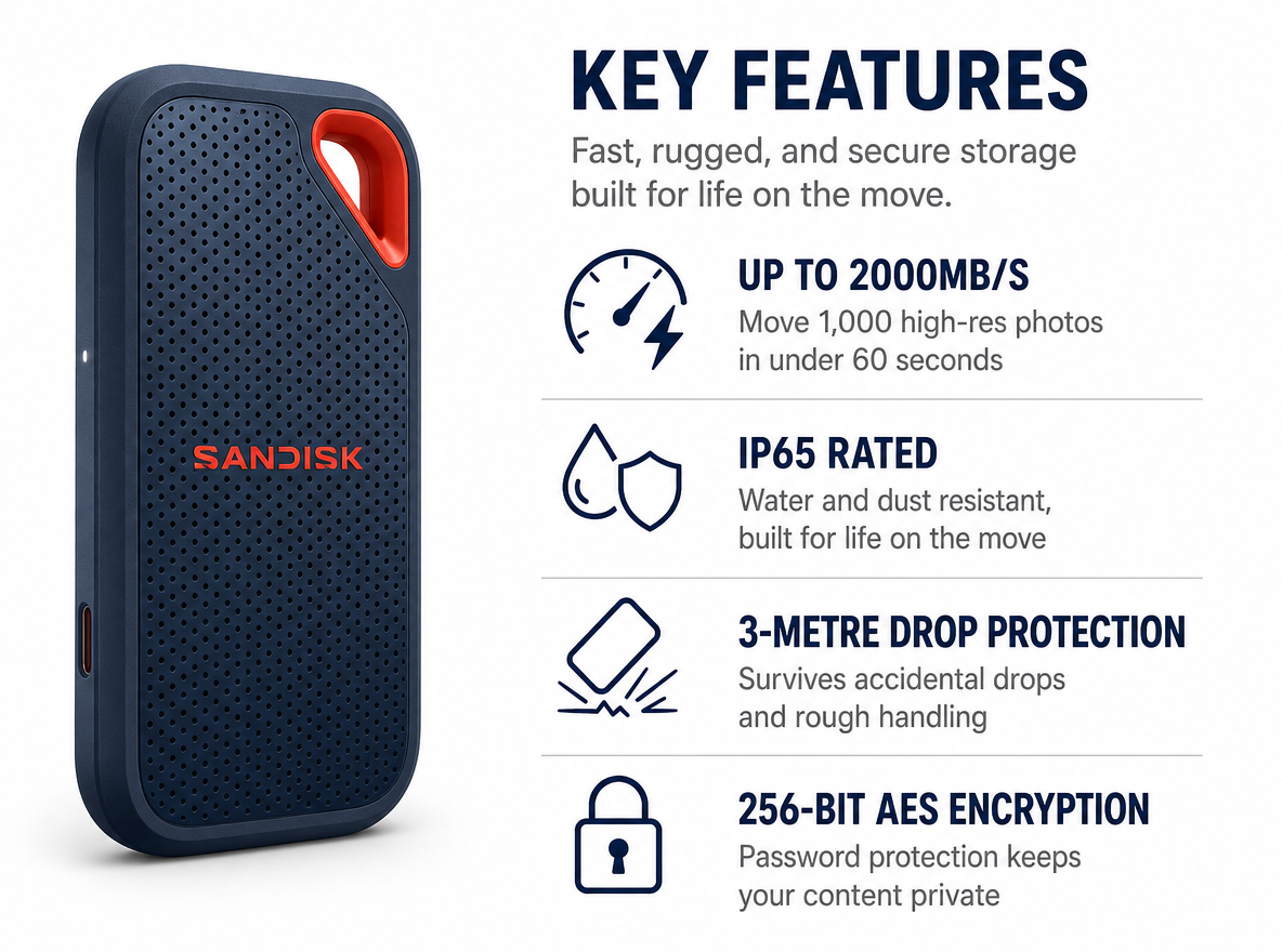 SanDisk Extreme Portable SSD (V3) - Key Features