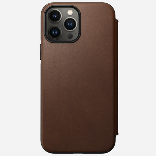 Modern Leather Folio for iPhone 13 Pro Max - Rustic Brown