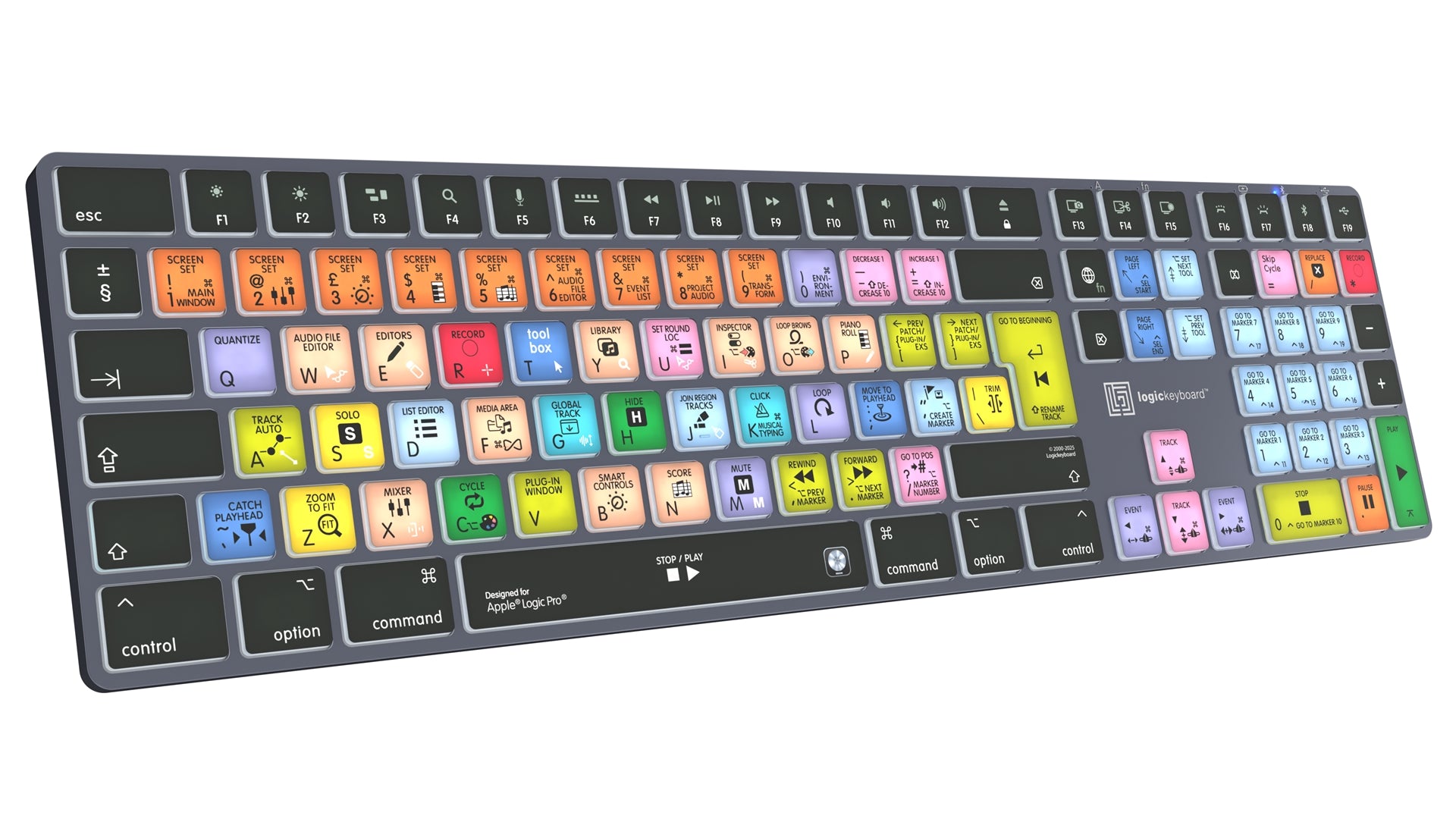 Logickeyboard TITAN Logic Pro Mac keyboard - angled view