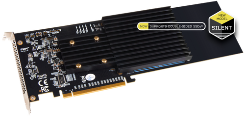 Sonnet Silent Gen 4 PCIe card with 4 x M.2 NVMe SSD slots up to 32GB storage - add your own SSD