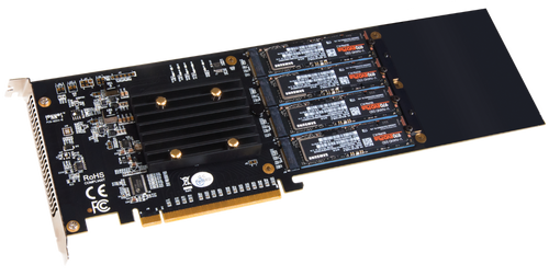 Sonnet Silent Gen 4 PCIe card with 4 x M.2 NVMe SSD slots up to 32GB storage - add your own SSD